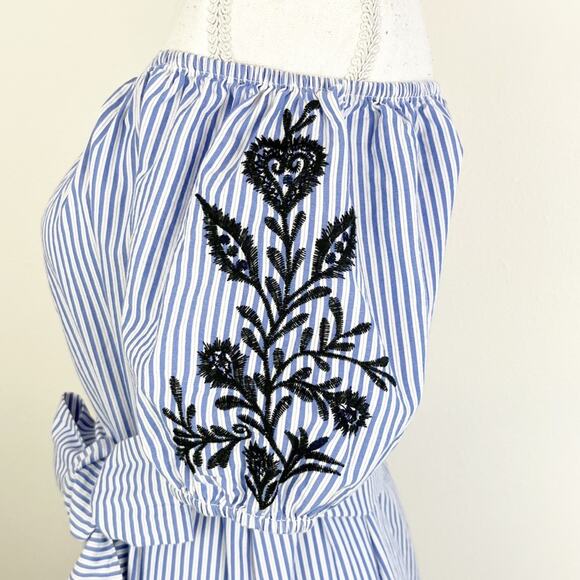 Who What Wear Dress Embroidered Striped Medium - Picture 4 of 7